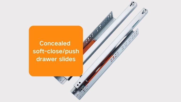 The uses, differences and advantages and disadvantages of hidden soft-close/rebound drawer slides.