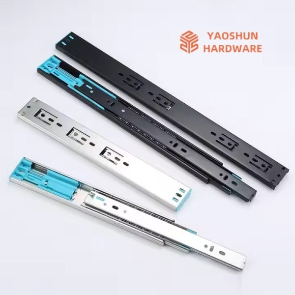 Furniture Hardware 45mm Telescopic Channel Slide Hydraulic Drawer Runners Soft Close and Sides - Image 5