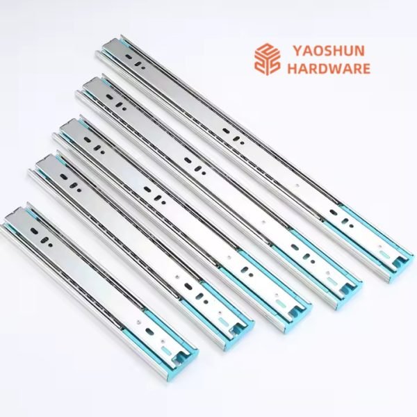 Furniture Hardware 45mm Telescopic Channel Slide Hydraulic Drawer Runners Soft Close and Sides