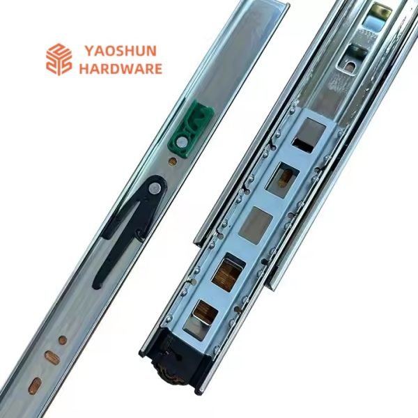 45mm Kitchen Cabinet Furniture 3 Folds Hydraulic Soft Close Drawer Slider Rail with Ball Bearing - Image 4